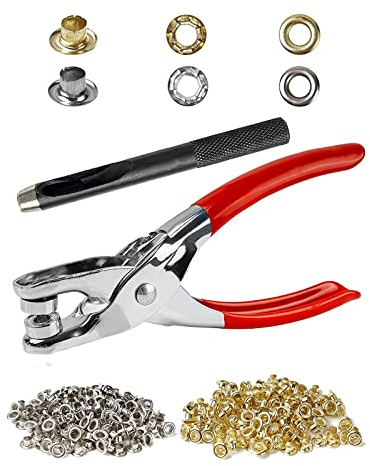 Niukuyu 500Piece Leather Hole Punch Pliers Grommets Kit with 500 Metal Gold and Silver Leather, Shoes