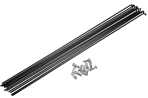 QUARKZMAN 12 Uds 14g J Bend 298mm Radios con Cabecillas para Bicicleta, Negro