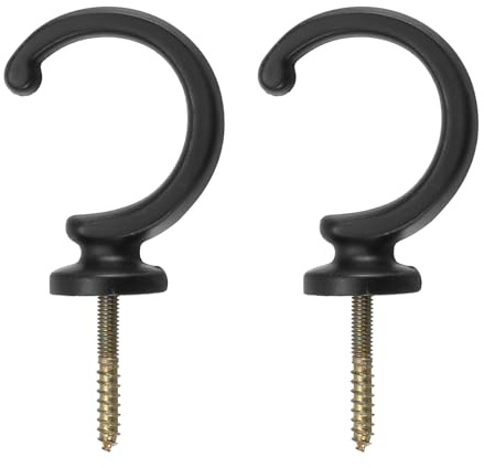 uxcell 2Pcs Curtain Holdback, Aluminum Alloy Wall Mounted Curtain Holders Drapery Tieback Hooks for Living Room Bedroom Office (Black)