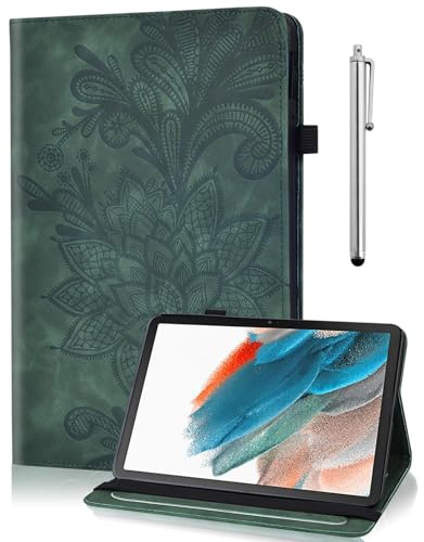 TUOLISG Hülle für Kindle Fire HD 8 & 8 Plus Tablet (12/10th Gen,2022/2020 Release) 8 PU Leder Slim Brieftasche Hülle mit Ständer KartenfachSchutzhülle Tasche - Grün
