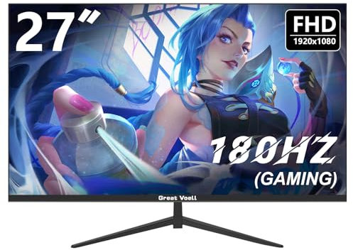 Great voell 27-Inch Gaming Monitor, 180Hz, FHD (1920x1080P), HDR, 99% sRGB, FreeSync, Anti-Blue Light, VESA Mountable, HDMI 2.0 & DP 1.4, Tilt Adjustable, 16:9 PC Screen