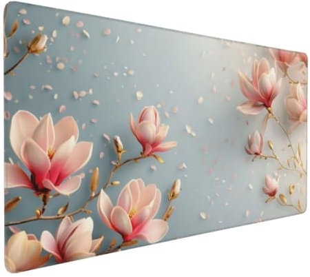 Magnolia Pink Mauspad 1000 x 500 X 4 mm Verlängertes großes Mauspad Schreibtischauflage, genähte Kanten Mauspad, abwaschbar, rutschfeste Gummibasis, Gaming-Mauspad, für PC, MacBook, Laptop K-961