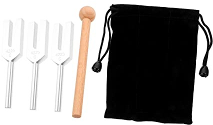 BESTonZON Stimmgabel aus Aluminiumlegierung mit Holzhämmer und Aufbewahrungsbeutel Klarer Klang Präzise Stimmung für Chakratherapie