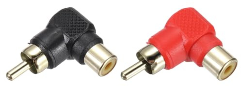 sourcing map RCA to Speaker Wire Connector, 90 Degree RCA Adapter Zinc Alloy Gold Plated Stereo Audio Connector Jack Converter Black Panel Mount 2pcs