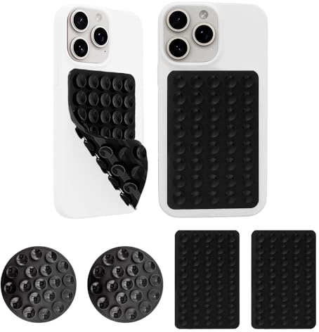 TTPSRY 4 Pezzi Ventosa per Telefono in Silicone Supporto Antiscivolo per Cellulare Ventosa Auto Compatibile con Custodie iPhone e Android Supporto Hands Free per Selfie e Video (Nero)