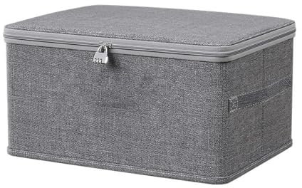 Necdeol Scatola richiudibile per medicinali, scatola medica con lucchetto a combinazione, contenitore pieghevole con coperchio, organizer per armadio da camera da letto (40 x 30 x 21 cm)