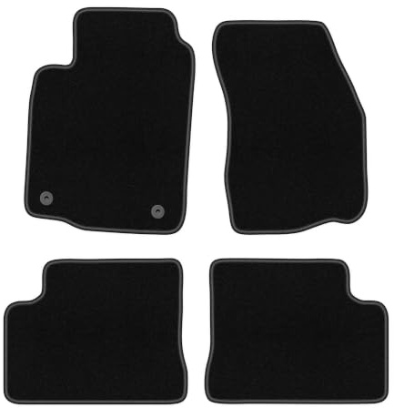 Velours-Fußmatten passend für Mitsubishi Colt V / CJO 1996-2003, Schwarz | passend für Schrägheck; dünner Velours-Teppich (Polypropylen), ca. 4 mm; rutschfest, vormontierte Befestigungen (Typ AV)