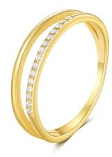 Mesnt 14K Gelbgold Goldring Damen 585 Echtgold mit Rund Glänzend Moissanit, Größe 54 (17.2)
