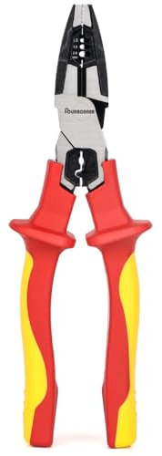 FOURROBBER VDE Plier Universal Combination Plier,with Insulated Handles 60CrV, VDE-Tested 1000V