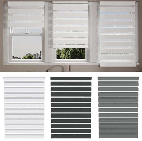 LZQ Doppelrollo Klemmfix ohne Bohren|B60 x H220cm Weiß|Fenster Rollos für Innen|Duo Rollo Klemmrollo mit Lichtdurchlässig und Verdunkelnd|Höhe Stufenlos Verstellbar
