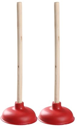 Qsvbeeqj Lot de 2 déboucheurs de toilettes à long manche en bois avec ventouse puissante pour déboucher efficacement dans les salles de bains et les cuisines