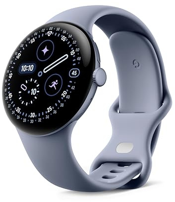 Google Pixel Watch 4 (45 mm) – Android-Smartwatch mit umfassendem Gesundheits- und Fitness-Tracking und Unterstützung von Gemini – Aluminiumgehäuse in Satin Moonstone – Sportarmband in Moonstone – LTE