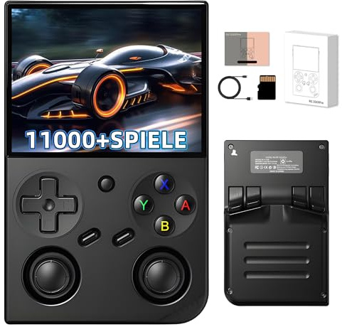 RG35XX Pro Retro Handheld Spielekonsole 64+128GB mit 11000+ Integrierten Retro Spielen 17 Emulatoren, Linux System, 3,5-Zoll-IPS-Bildschirm, Unterstützt WLAN & Bluetooth, TV Ausgang (Schwarz)