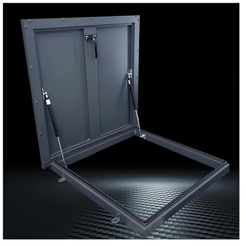 Escotilla de techo de acero galvanizado resistente con soportes de elevación, cubierta de acceso de mantenimiento duradera para aberturas de sótano, cabezal de pozo y tragaluz