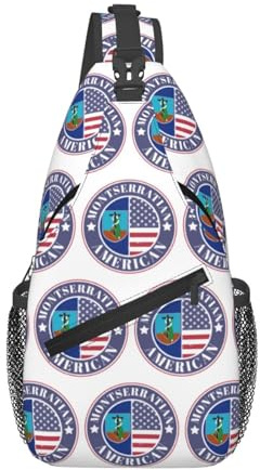 Schultertasche Montserratian American Badge Montserrat Flagge Slingtasche Stilvoller Multipurpose Taschen Sling Daypacks, Für Reisen, Wandern, Fitness