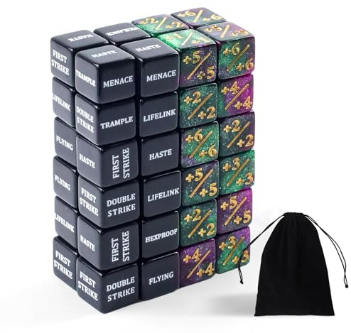 Würfel Zähler, Acryl Token Gezinkte Würfel Set,Schlüsselwörter Zählerwürfel | 48 STK Fähigkeiten Loyalität Cube Würfel MTG Zubehör für MTG TCG-Kartenspiel Tischspiele