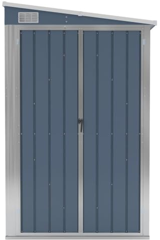 Metall Gerätehaus Garten Schuppen,Anbauschuppen Grau 118x194x178 cm Verzinkter Stahl,Für Den Außenbereich,Geräteschuppen,Fahrradgarage