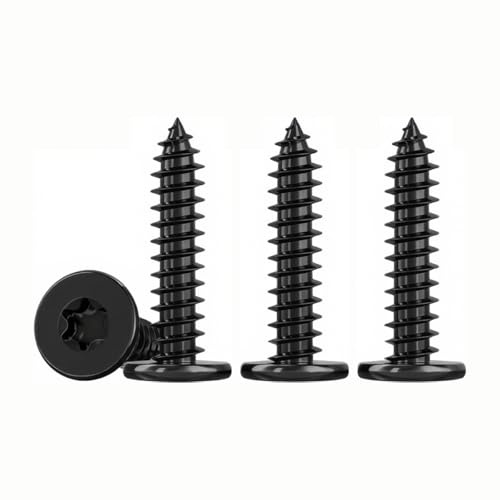 Drenky Mince Vis Autotaraudeuses à Tête Plate Noir M4x25mm Vis Torx à Bois Inox 304 Vis Placo à TêTe, EntièRement Fileté, 50 Pièces