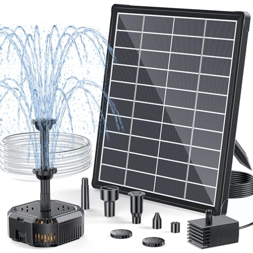 POPOSOAP Solar Water Fountain with Filter, 6.5W Solar Water Pump for Stable Daytime Operation, Compact Filter Box for Small Pond Bird Bath Fish Tank