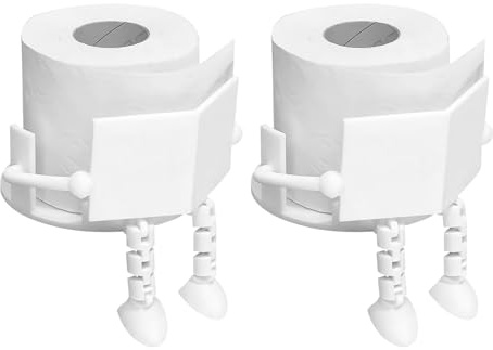 2er Set Toilettenpapierhalter,3D Gedrucktes Design Lustiges Serviettenspender, Taschentuchhalter für Badezimmer, einfache Installation für Badezimmer, Küche, Camping und Reisen (Weiß)