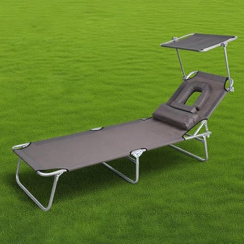 Klappbarer Sonnenstuhl – verstellbarer Terrassen-Lounge-Sessel, Strand-Chaise für Outdoor, Entspannung, Camping, Kinderbett für Pool, Rasen und Strand, flach liegend
