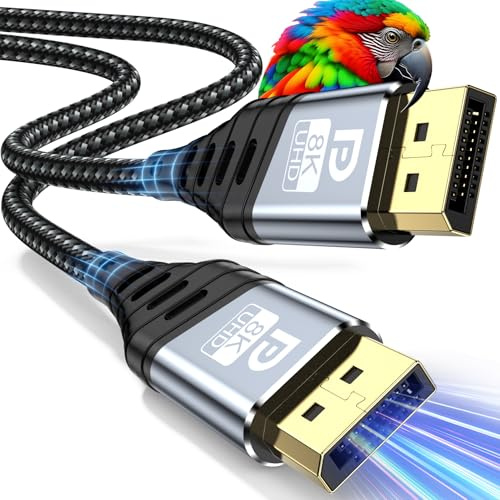 ZEENVIC Câble Displayport 1.4-8K Câble DP 8K@60Hz, 4K@165Hz,2K@240Hz/165Hz/144Hz, HBR3 32.4Gbps, HDR, DSC 1.2, HDCP 2.2, G-Sync&FreeSync, pour Carte Graphique, Moniteur de Jeu (1M)