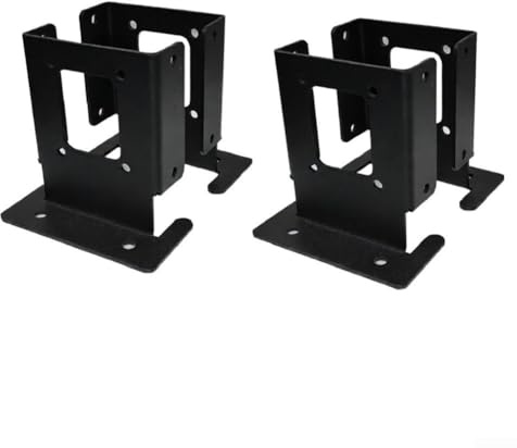 Supports de base réglables pour poteaux en bois de 10,2 x 10,2 x 15,2 cm, accolades en acier noir pour terrasse, balustrade, porche, pergola et boîte aux lettres, 12 x 12 x 9 cm