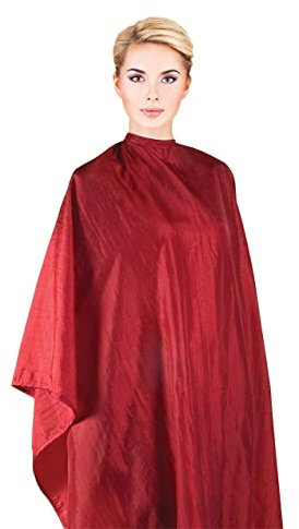 Cricket Forte Haircutting Cape Professional Salon Barbershop Hairdresser Hairstylist Cape for Clients, Adjustable Snap Neck Closure, Red
