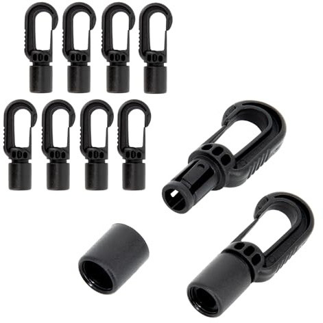 Dreamprint 100x Kunststoffhaken Autolock Haken Spannfix Spanner Karabiner Karabinerhaken Kunststoff Schwarz für 8 mm Expanderseil Expander Gummiseil Planenseil Gummiband Garten Zelt Planen