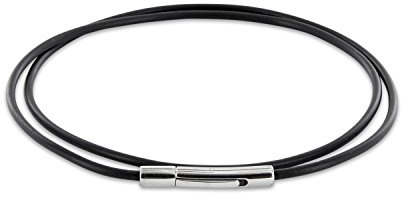 Auroris Halskette/Armband - Kautschukband schwarz Dicke 2mm mit Hebeldruckverschluss aus 304 Edelstahl