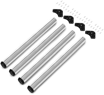 Emuca - Gambe regolabili per tavolo Ø60x710mm, kit di 4 piedi per tavolo in acciaio, altezza regolabile 710-730mm, cromato