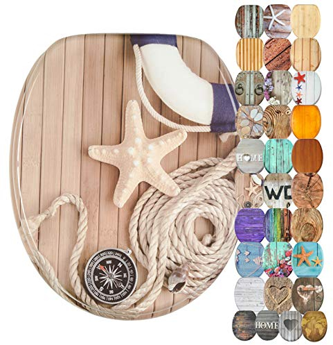 Sanilo WC Sitz ohne Absenkautomatik, viele schöne Holz Toilettendeckel zur Auswahl, hochwertige und stabile Qualität (Maritim)