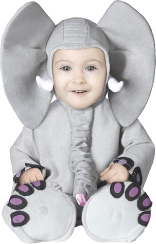 FIESTAS GUIRCA | Baby Elephant Fancy Dress Costume - Hood, Jumpsuit, Feet and Trunk - Animal Costumes for Halloween, Carnival and Fancy Dress Parties - Ideal for Unisex Babies