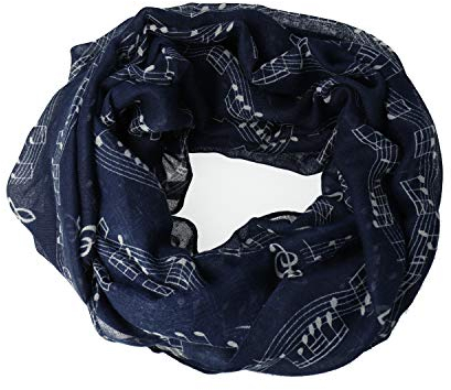 mugesh Rund-Schal Notenzeile blau-weiß groß - Schönes Geschenk für Musiker