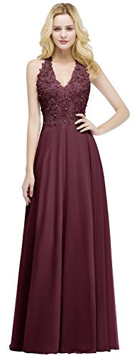 Misshow Robe Femme Longue Demoiselle d'honneur avec Dentelle Florale Vintage Maxi pour Cérémonie