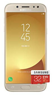 Samsung Galaxy J5 (2017) Single SIM 16GB 5.2-Inch Android 7.0 UK Version Sim-Free Smartphone - Gold with 32GB Memory Card (Amazon Memory Edition)