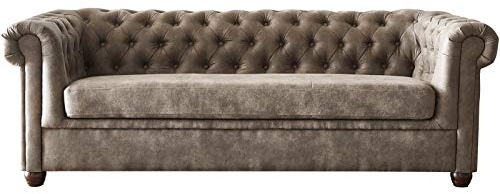 DELIFE Couch Chesterfield 3-Sitzer Vintage Taupe Abgesteppt