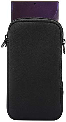ebuymore Neopren-Handytasche mit Reißverschluss für Samsung Galaxy S23 Ultra S22 Ultra S22+ S21 Ultra S21+ S20 Ultra S20 FE S20+ S10 Plus A33 5G A54 A13 A31 A52 A53 A14 A03s A04 A23 (Schwarz)