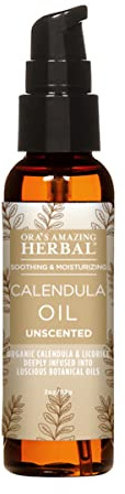 Ora's Amazing Herbal Calendula Oil with Licorice, Jojoba, Fragrance Free, Unscented, Facial Cleansing, Moisturizing, Eczema & Sensitive Skin, Cold Pressed Oils, Recycled Plastic, 2 oz Travel Size