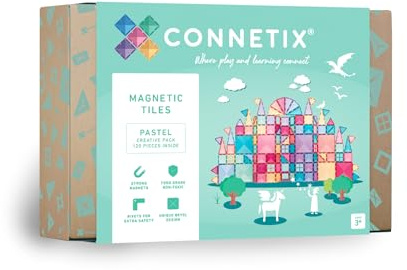 CONNETIX Magnetic Tiles Pastel Creative Pack, 120 Pieces