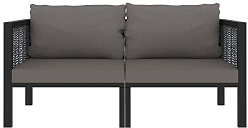 Gecheer Loungesoffa, 2-sitsig soffa, terrasssoffa med dyna, trädgårdssoffa, lounge, trädgårdsbänk, trädgårdsmöbler, sittgrupp, hörnsoffa, trädgårdsset, antracitgrå, poly rotting