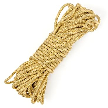 Shelver 5mm Gold Rope, Decorative Metallic Cord, Shiny Twisted Cord, 15 Metres