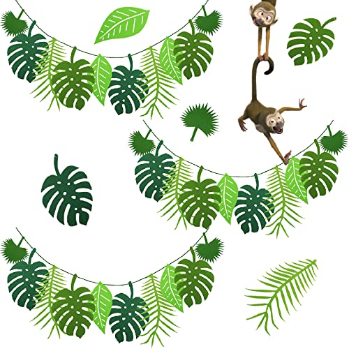 Weploda 3 Piezas Guirnaldas Pancartas Hojas Tropicales, Decoración Tropical Hawaiana, Guirnalda Tropical Hawaiana, Adecuado para La Decoración De Fiestas Temáticas Junto Al Mar, Tropicales Cumpleaños