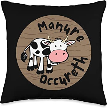 Funny Cow Manure Occureth Adult Humor Funny Saying Throw Pillow