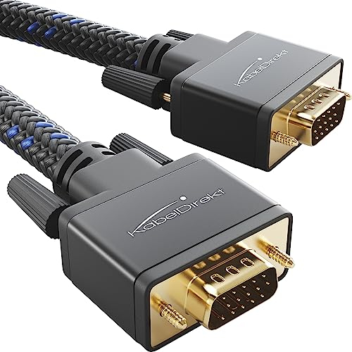 KabelDirekt – Cavo adattatore da connettore VGA a VGA – 1 m – intrecciata per una qualità dell'immagine massima grazie ai conduttori in rame altamente purificato (Full HD, connette PC al monitor)