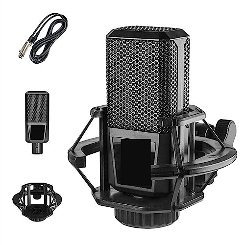 EBAYTV Kit Scheda Audio, Microfono a condensatore for registrazione da 3,5 mm Set Microfono da studio con scheda audio live V8S for podcast in streaming Karaoke(Set A)