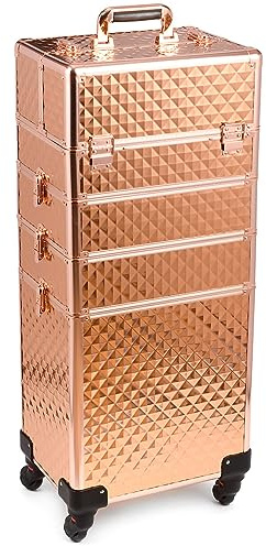 SEVICO Kosmetikkoffer Schminkkoffer Beauty Make-up Case Multikoffer professioneller Make-up Rollkoffer Organizer für die Reise abschließbare Friseurkoffer mit 360° drehbaren Rollen B:35xT:25,5xH:83 cm