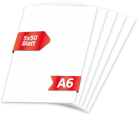 Primus Print Notizblöcke - 5er Set A6 gepunktet- 80g Papier - Schreibblock, im Set erhältlich (5, gepunktet)