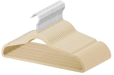Buy in Web Samt-Kleiderbügel, 20 Stück, schmale, rutschfeste Kleiderbügel, platzsparend, stabile Kleiderbügel für Anzüge, Hemden, Kleider und Jacken, halten bis zu 5 kg
