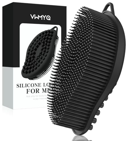 Peeling Silikon Body Scrubber Pro 2-in-1 Duschschrubber für Körperpflege, schäumt gut, Silikon-Luffa und Körperschrubber Peeling für Männer und Frauen (Schwarz)